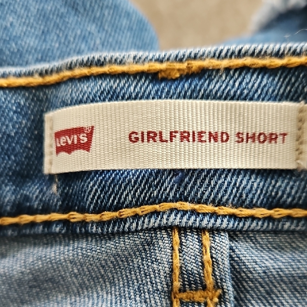 Levi's Blue Distressed Jean Shorts Raw Hem - Picture 3 of 4